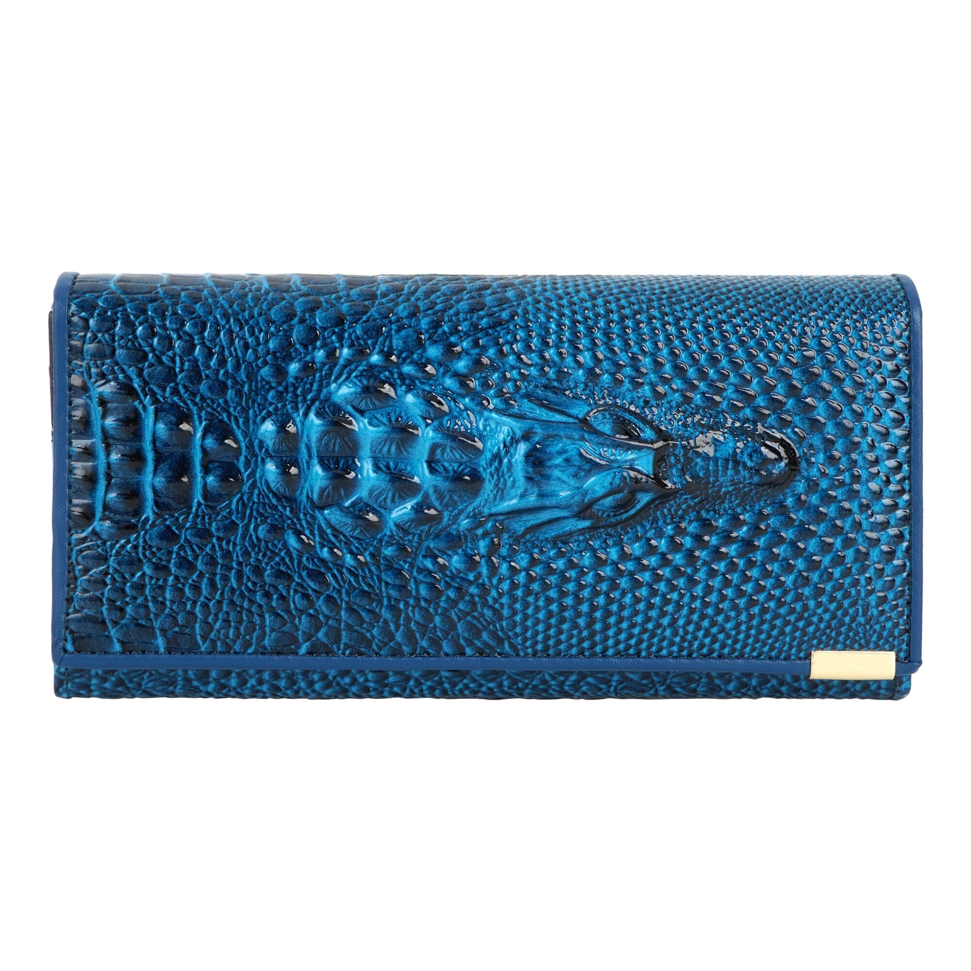 5575 Leather Wallet Embossed Crocodile Clutch Wallet Credit Card Holder